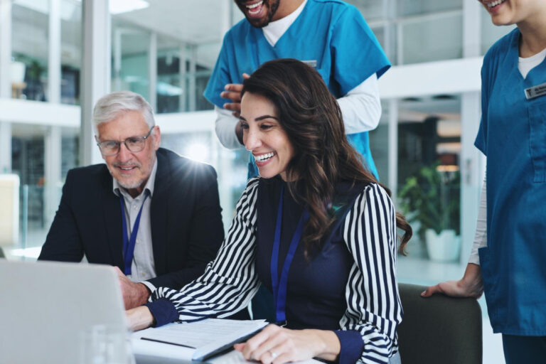 Manager onboarding new administrative staff in a healthcare office